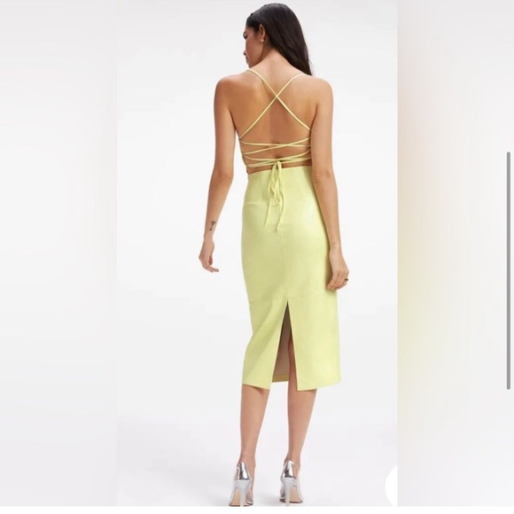 NWT Good America Faux Leather Vacay Dress in Key Lime Green Color - Picture 3 of 7